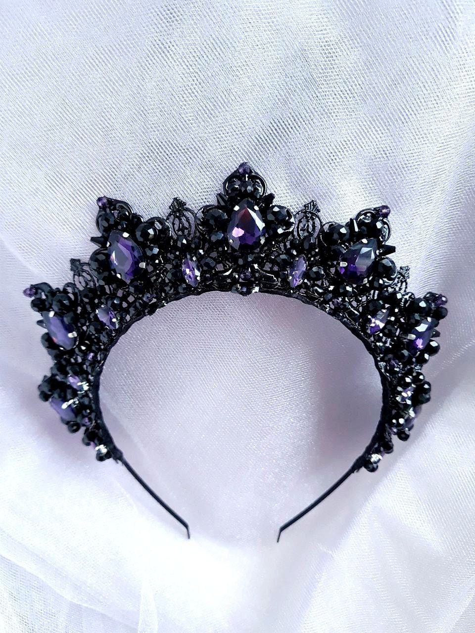 Purple Crystal Tiara | Amethyst Crown | Black Tiara for  display picture 3