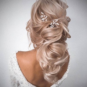 Élégantes épingles à cheveux perlées Épingles à cheveux de mariée Ensemble d'épingles à cheveux perlées Morceau pour mariée Accessoires de tête de mariée Épingles à cheveux de mariage Peach Fuzz image 8