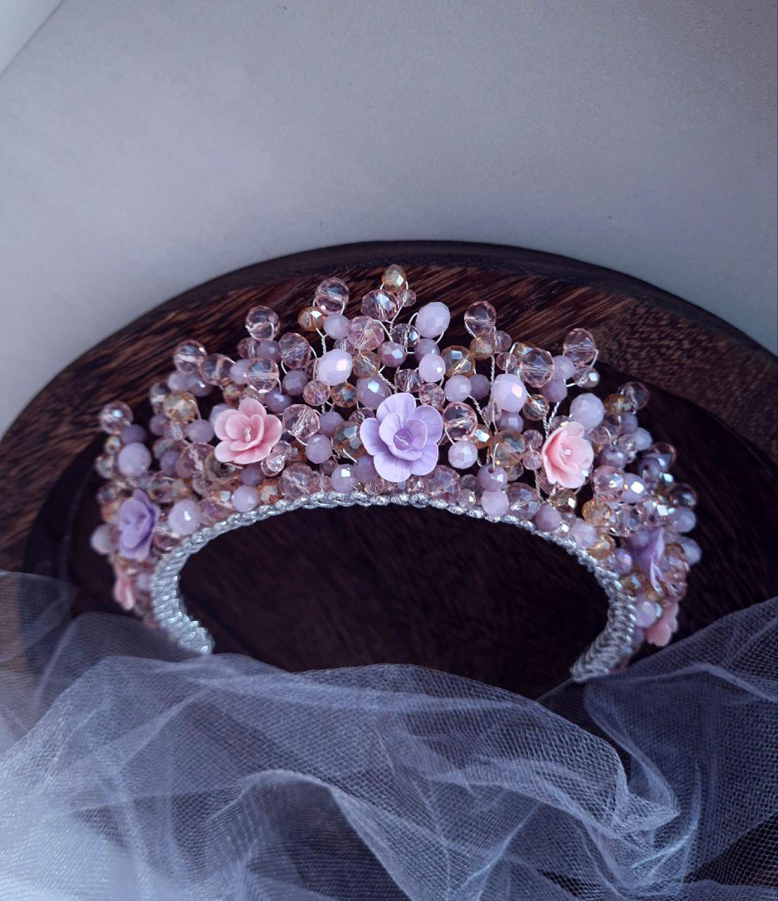 One Of A Kind Purple Floral Tiara Amazon.com : MOSTORY Purple Woodland Flower Crown - Handmade  main image 4