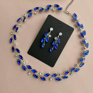 Crystal Jewelry Set ANY COLOR | Rhinestone Necklace, Bracelet, Earrings image 3