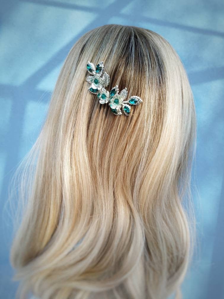 Emerald Hair Piece Emerald Hair Comb Emerald Wedding Hair Etsy Australia