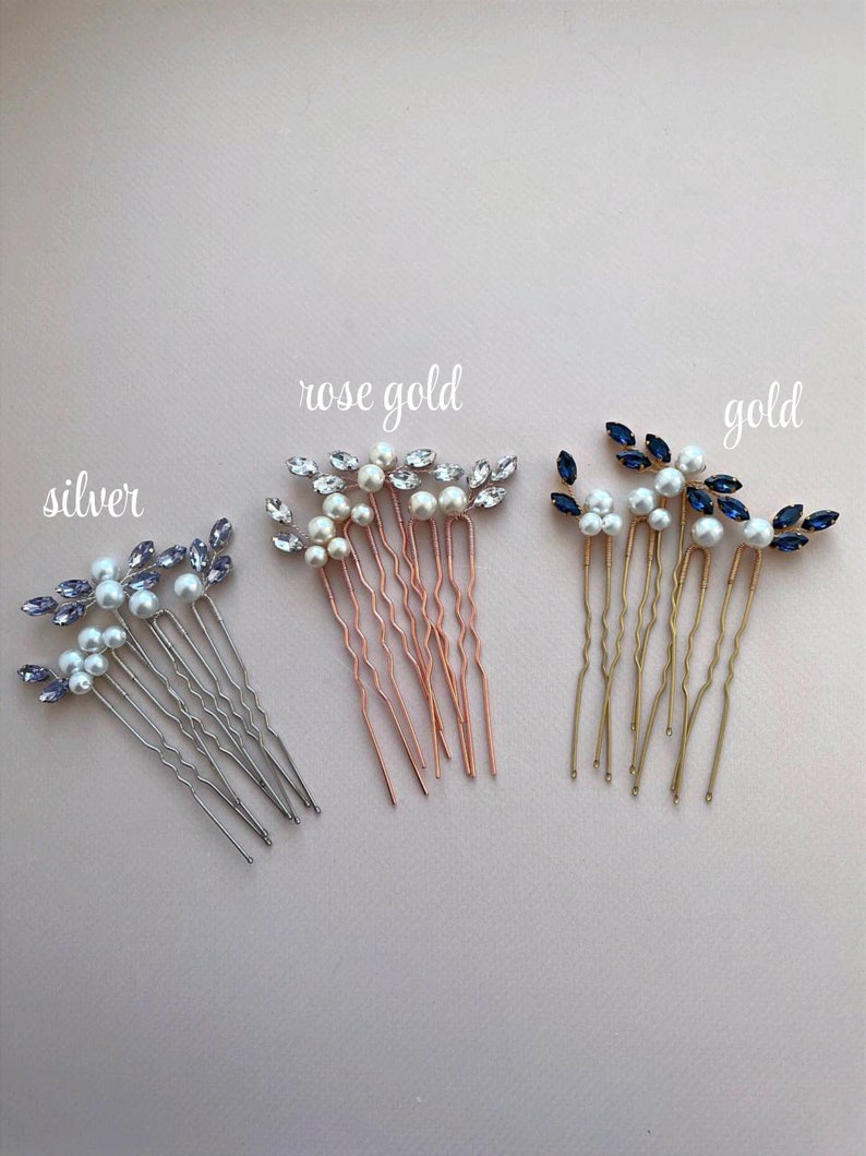 Wedding set of pearl hair pins Bridal hair pins wedding bun pin Bridal hair piece Wedding hair pins Mother of pearl hair pin Minimalist hair image 4