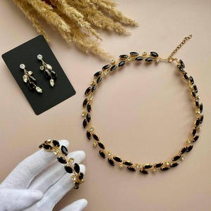 Crystal Jewelry Set ANY COLOR | Rhinestone Necklace, Bracelet, Earrings image 11