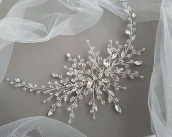 Crystal wedding hair vine | Rhinestone hairpiece | Flexible bridal hair accessory