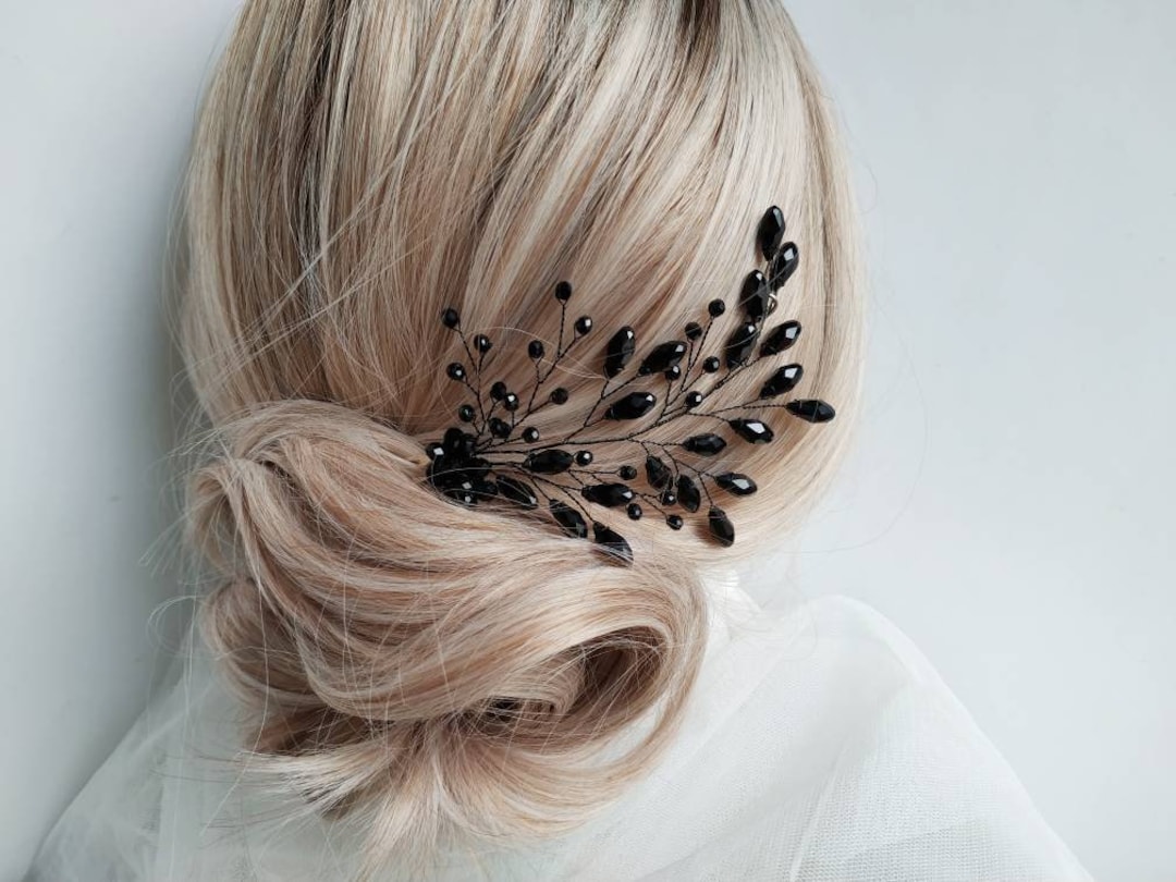 Black Crystal Hair Comb: Elegant Prom Hair Vine - Etsy