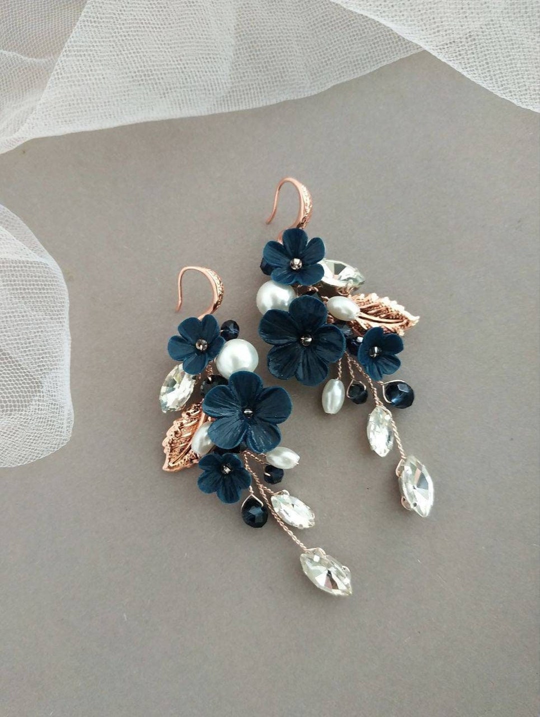Navy blue dress earrings hot sale