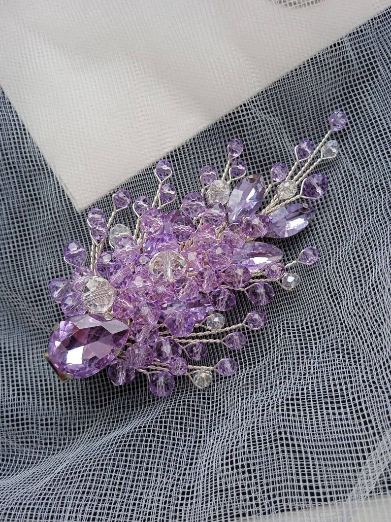 Purple Hair Clip for Bridesmaids Purple Hair Accessories Etsy