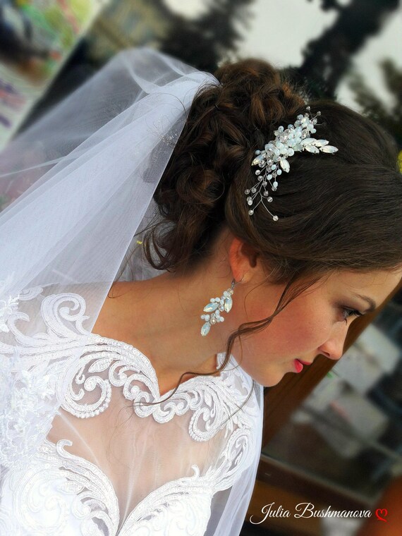 Buy Opal Crystal Bridal Hair Comb | Moonstone Wedding  display picture 1