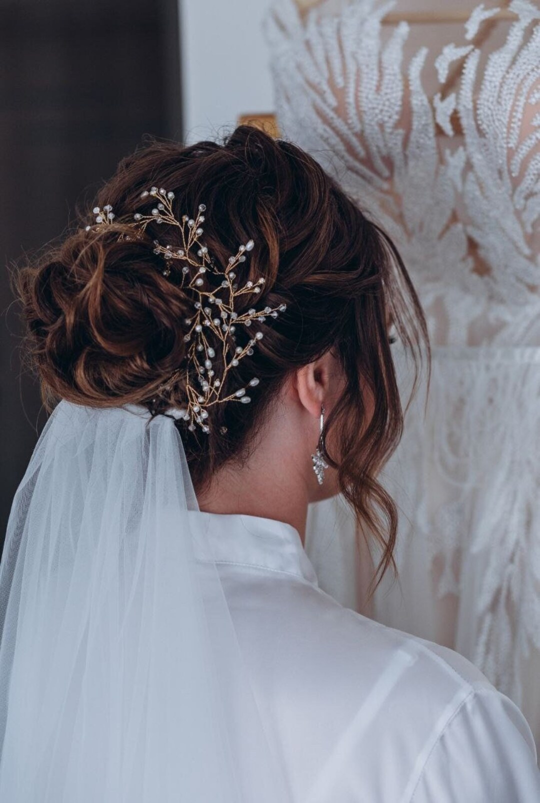 Cerchietto Sposa Con Cristalli E Foglie Di Perla – Accessorio Matrimonio Per Capelli, Elegante E Delicato