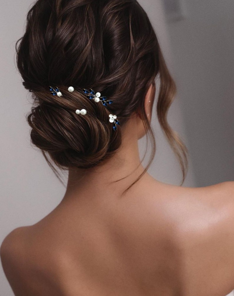 Forcine per capelli con perle QUALSIASI COLORE Forcine per capelli da sposa Forcina per chignon da sposa Pezzo per capelli da sposa Forcine per capelli da sposa Forcina per capelli in madreperla Capelli minimalisti immagine 6