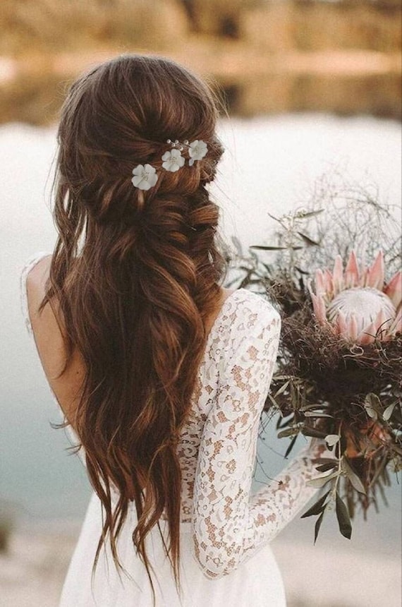 Pearl Flower Hair Pins | Rose Gold Bridal Hair Piece