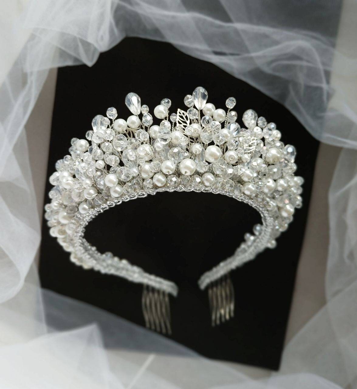 Pearl tiara Pearl headband Bridal headband Wedding headband Bridal tiara Bridal crown Crystal crown Wedding crown bridal headbands pearl