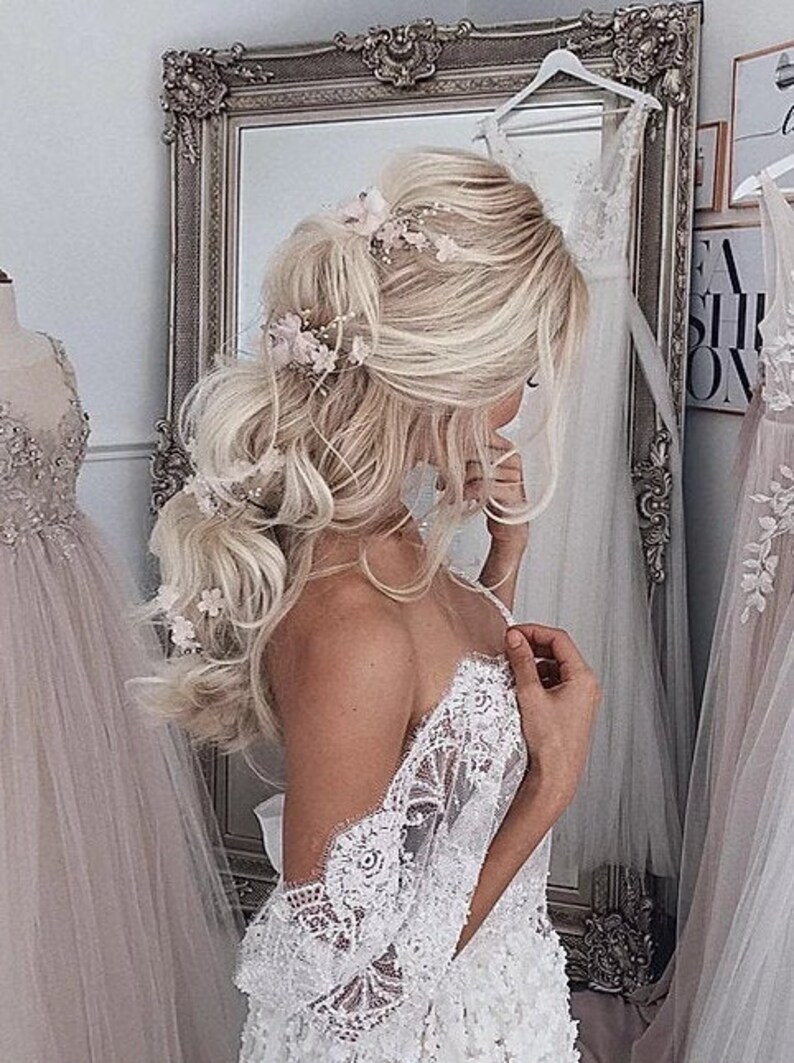 Bridal Hair Pins Floral Hair Pins Bride Hair Piece Pearl Hair Etsy