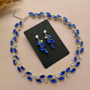 Crystal Jewelry Set ANY COLOR | Rhinestone Necklace, Bracelet, Earrings image 14