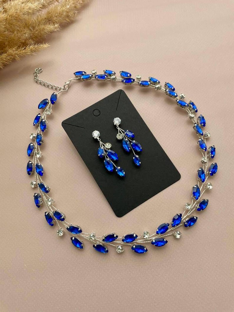 Crystal Jewelry Set ANY COLOR | Rhinestone Necklace, Bracelet, Earrings image 14