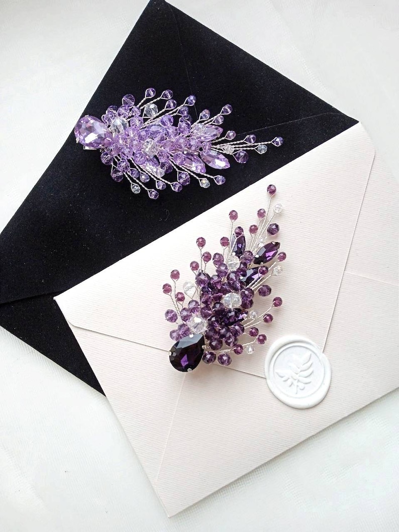 Purple Hair Clip for Bridesmaids Purple Hair Accessories Etsy
