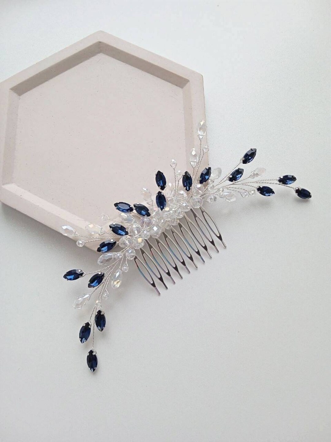 Navy Blue Hair Comb Gift Bridesmaids Blue Hair Accessories Navy Blue