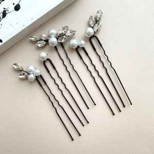 Wedding set of pearl hair pins Bridal hair pins wedding bun pin Bridal hair piece Wedding hair pins Mother of pearl hair pin Minimalist hair image 5