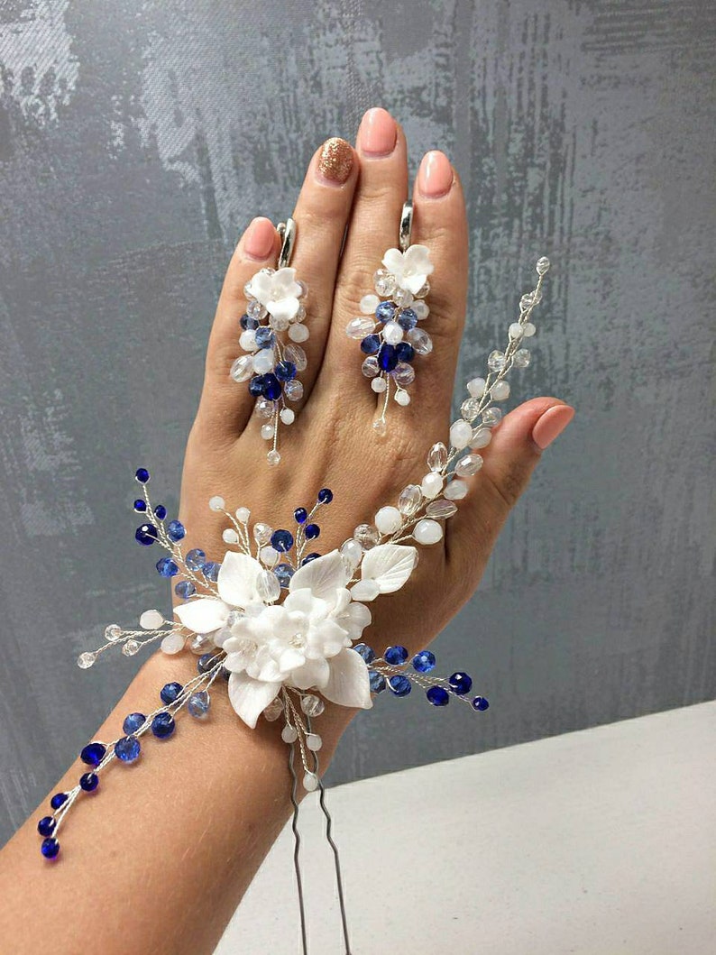 Blue Hair Pin Crystal Hair Pins Sapphire Jewelry Blue Hair Etsy