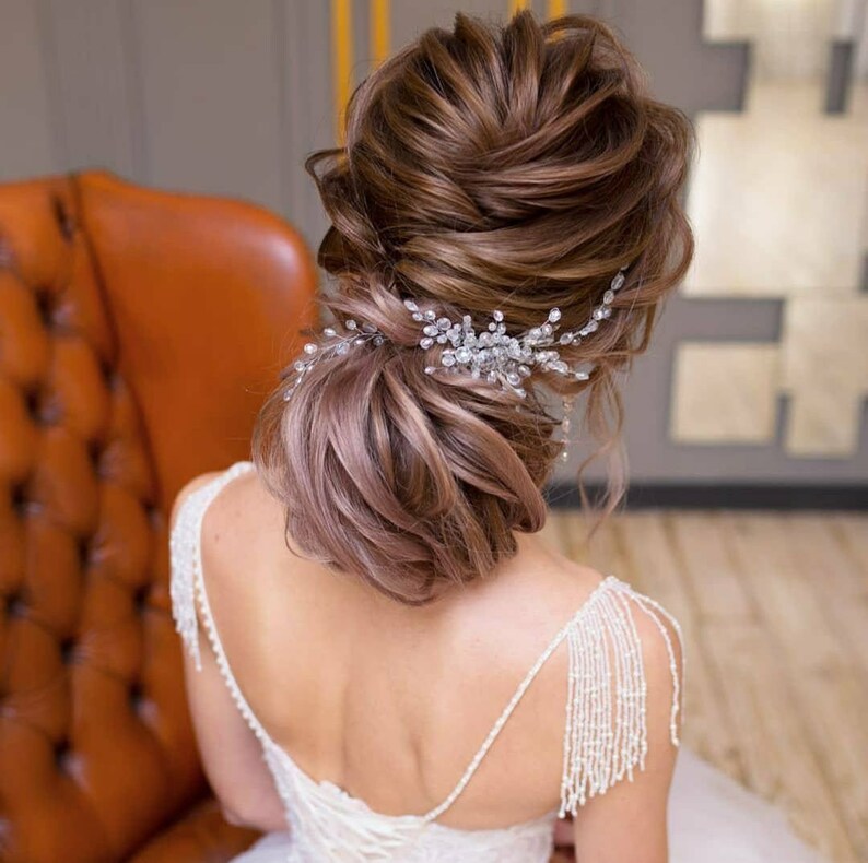 Bridal Hair Comb For Low Bun Crystal Hair Piece Wedding Hair Etsy