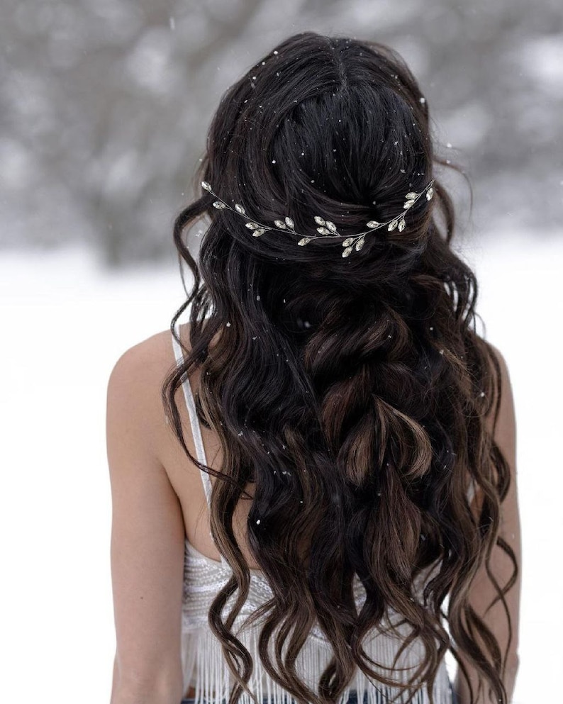 Enredadera de pelo nupcial Tocado Boho Pieza de pelo Boho Pieza de pelo nupcial Accesorios para el cabello de boda Pieza de pelo de boda Tocado nupcial Pelo de cristal imagen 4