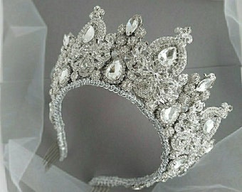 Bridal tiara crystal headband Bridal crown Crystal crown Wedding crown Queen crown Crystal headpiece Swarovski tiara Crystal tiara Roya