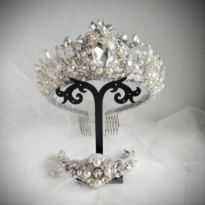 Bridal crown Crystal crown Crown vintage Royal tiara Rhinestones tiara Silver wedding crown crystal Bridal crown pearl Wedding crown