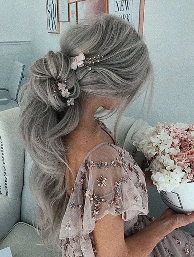 Bridal Hair Pins Floral Hair Pins Bride Hair Piece Pearl Hair Etsy