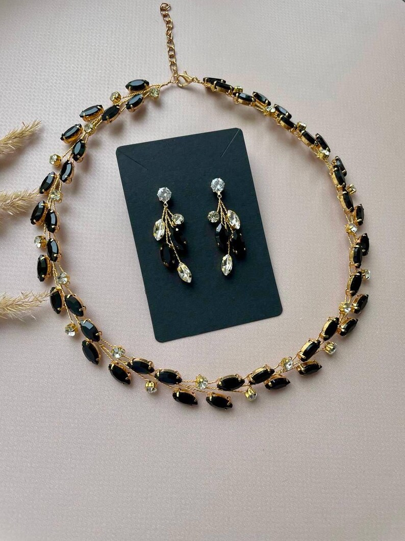 Crystal Jewelry Set ANY COLOR | Rhinestone Necklace, Bracelet, Earrings image 15