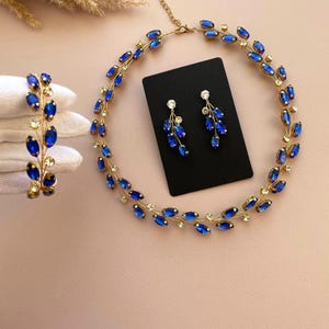Crystal Jewelry Set ANY COLOR | Rhinestone Necklace, Bracelet, Earrings image 7
