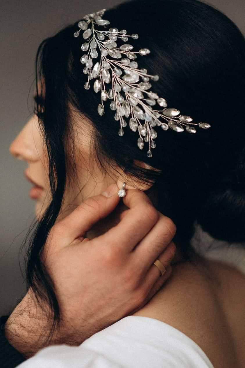 Handmade Beaded Crystal HEADBAND- One of kind, Sparkling, WEDDING Hair Accessory Crystal bridal headband - Champagne bubbles crystal halo  main image 3
