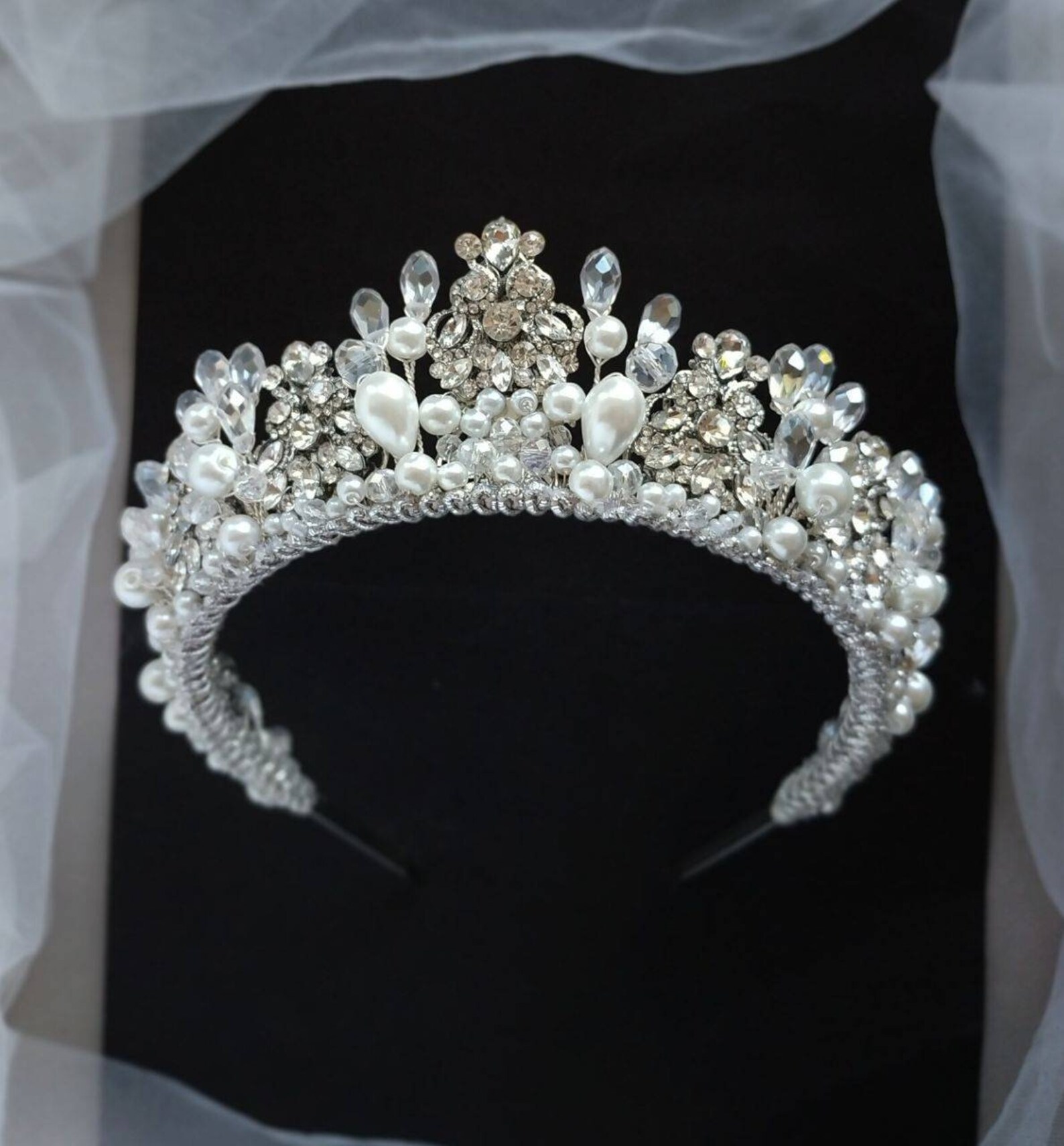 Elegant Pearl Tiara Gold Crown Gold Bridal Crown Gold Tiara - Etsy