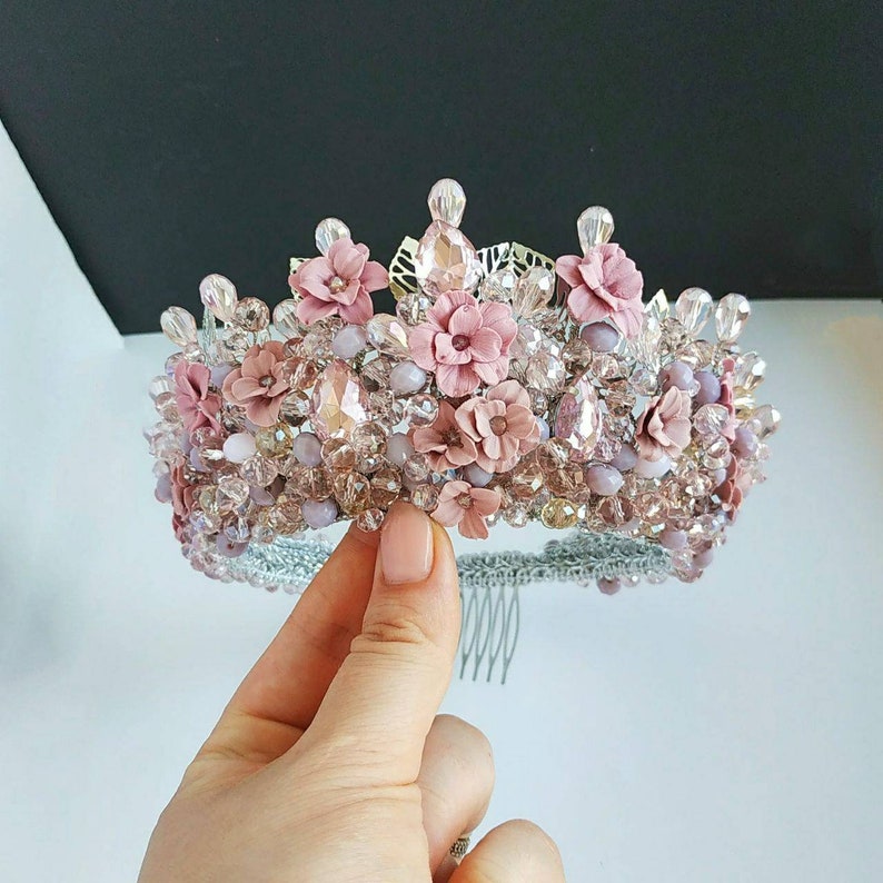 Pink Flower Crown Rose Crown Pink Crown Bridal Flower Crown Etsy
