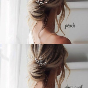 Elegante Perlen Haarnadeln Braut Haarnadeln Perlen Haarnadel Set Haarteil für Braut Braut Kopfschmuck Hochzeit Haarnadeln Peach Fuzz Bild 5