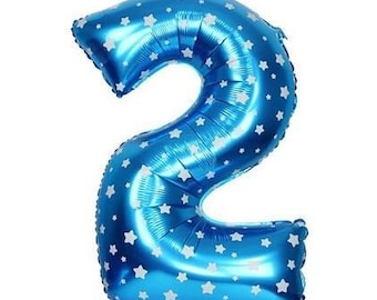1 Number TWO #2 2nd BABY Pastel BLUE Boy Birthday Party Mylar Balloon 40