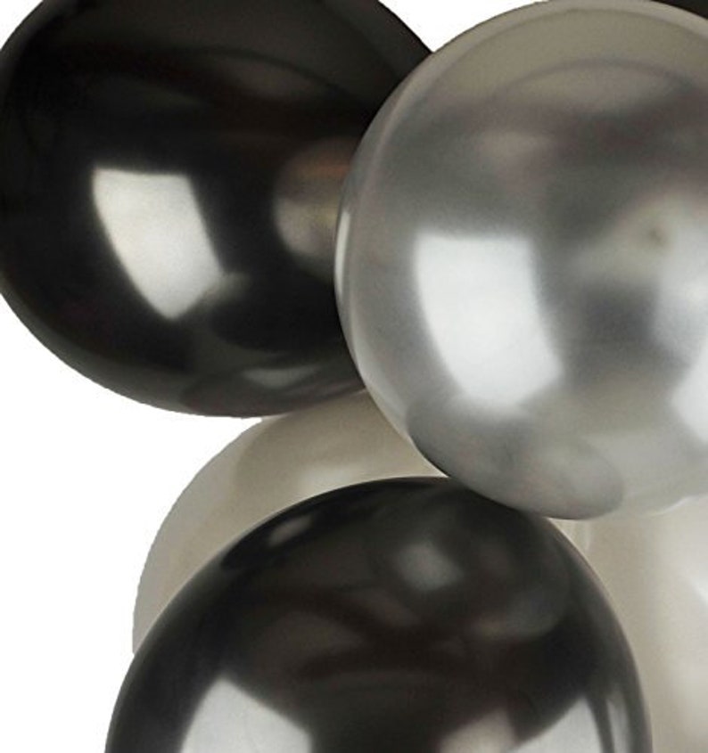 12 Metallic SilverBlack Latex Balloons Birthday Balloons Hen Party Balloons Wedding Balloons Anniversary Balloons House Party Decor 25 Pk