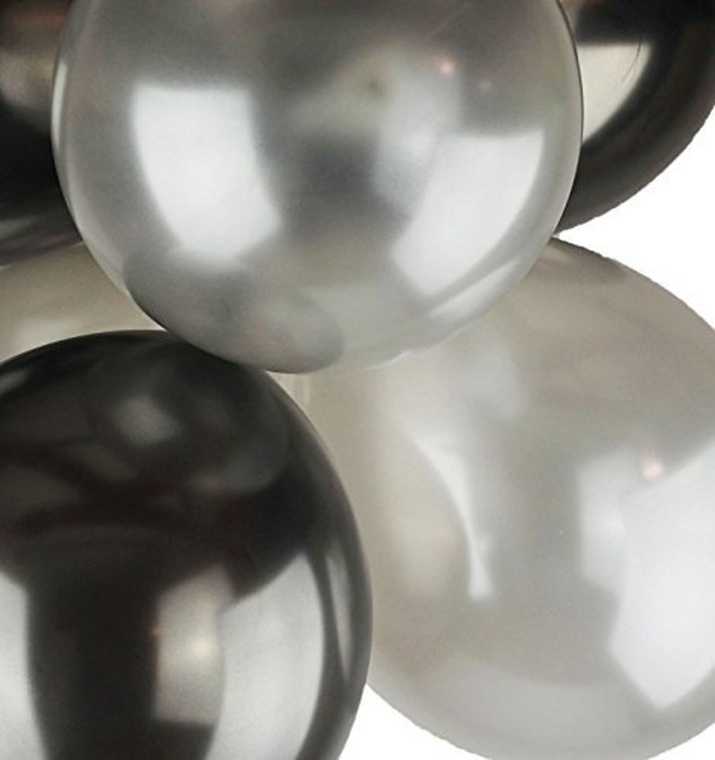 12 Metallic SilverBlack Latex Balloons Birthday Balloons Hen Party Balloons Wedding Balloons Anniversary Balloons House Party Decor 25 Pk