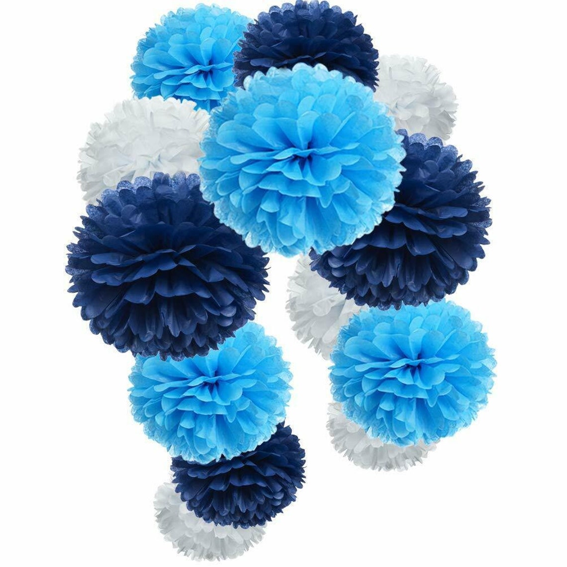 12 Pack of Blue/Navy/White Tissue Paper Flower Balls Tissue Etsy