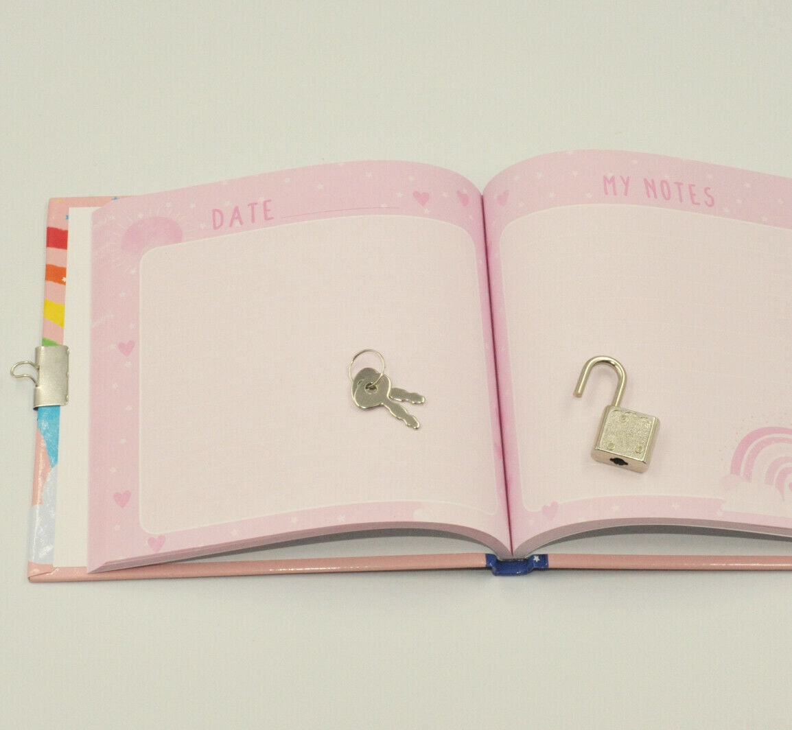 1x Kids A6 Lockable Pink Rainbow Secret Diary Padlocked Etsy