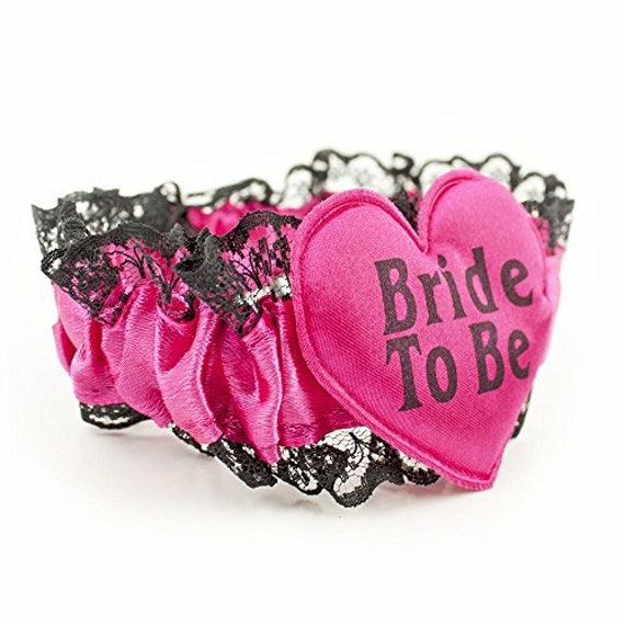 Pink Fabric Garter and Bow Hen Night Party Gifts Lace Garters Bachelorette Fun