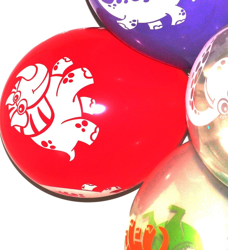 Dino Party Decor 12 Latex Balloons 10 Pack of Transparent Dinosaur Balloons See Through Rainbow Balloons Kids Birthday Decorations