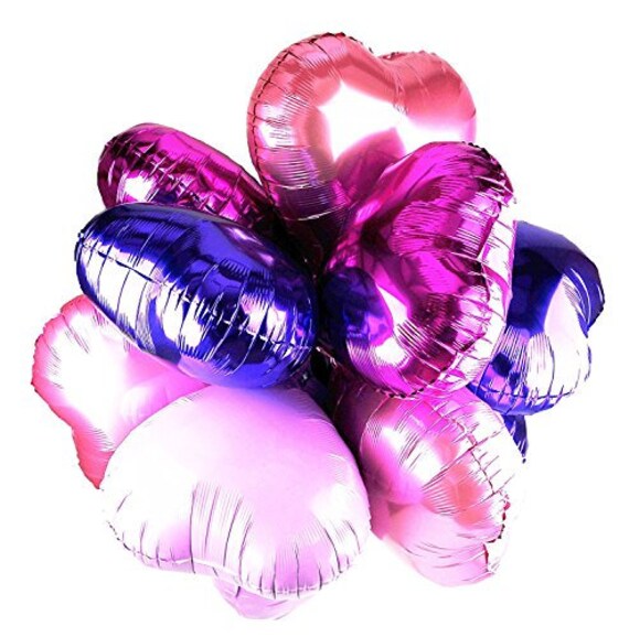 12 Pack of 18 Heart Balloons Mylar Balloon Metallic Etsy