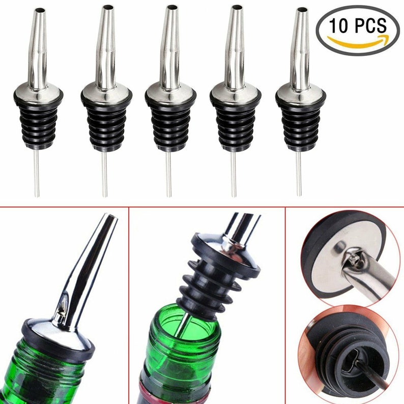 Stainless Steel Rubber Liquor Pour Spouts Alcohol Bottle Etsy