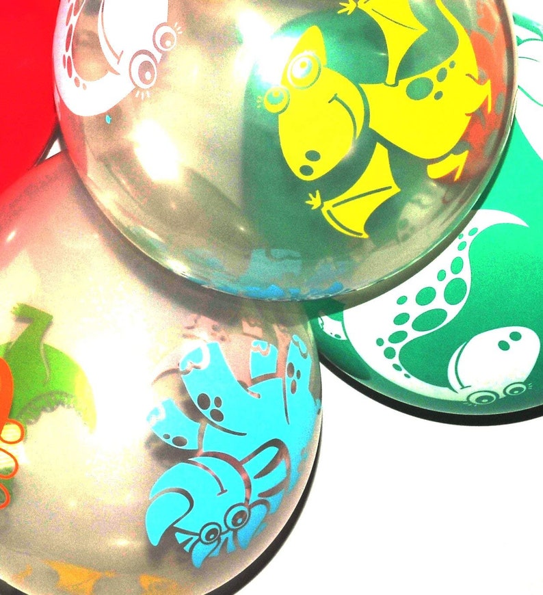 Dino Party Decor 12 Latex Balloons 10 Pack of Transparent Dinosaur Balloons See Through Rainbow Balloons Kids Birthday Decorations