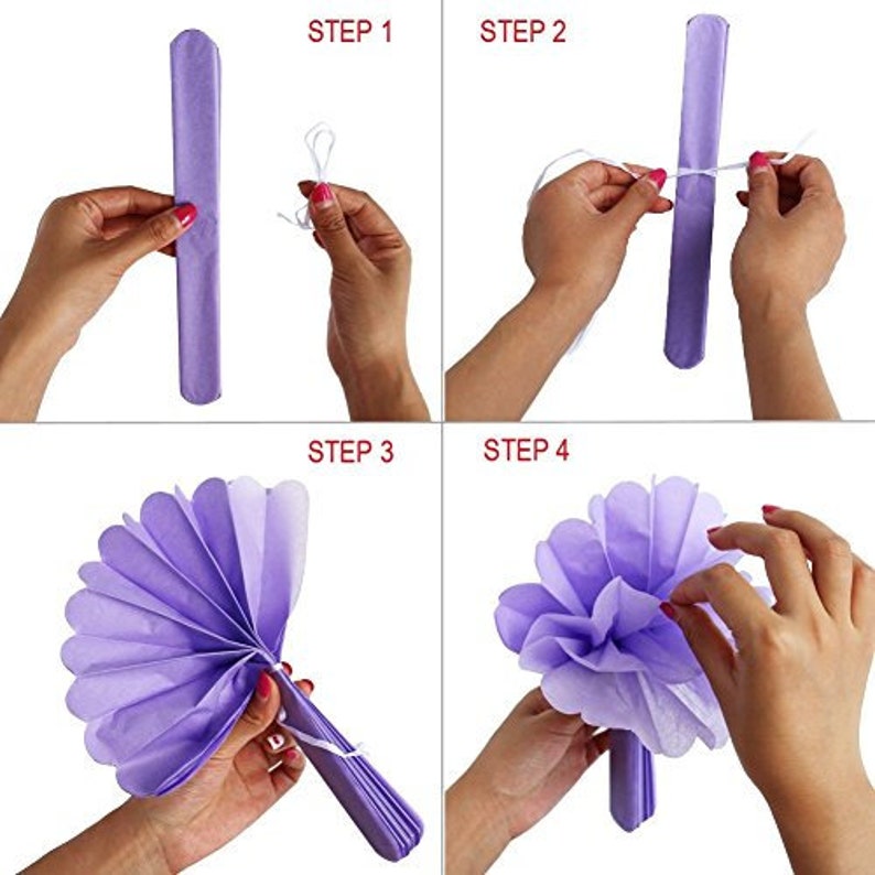 Tissue Paper Pom Pom Flower Balls PurpleWhite DIY Pom Pom Flower Balls Party Pom Pom Wedding Decoration Anniversary Hanging Decor 12 Pack