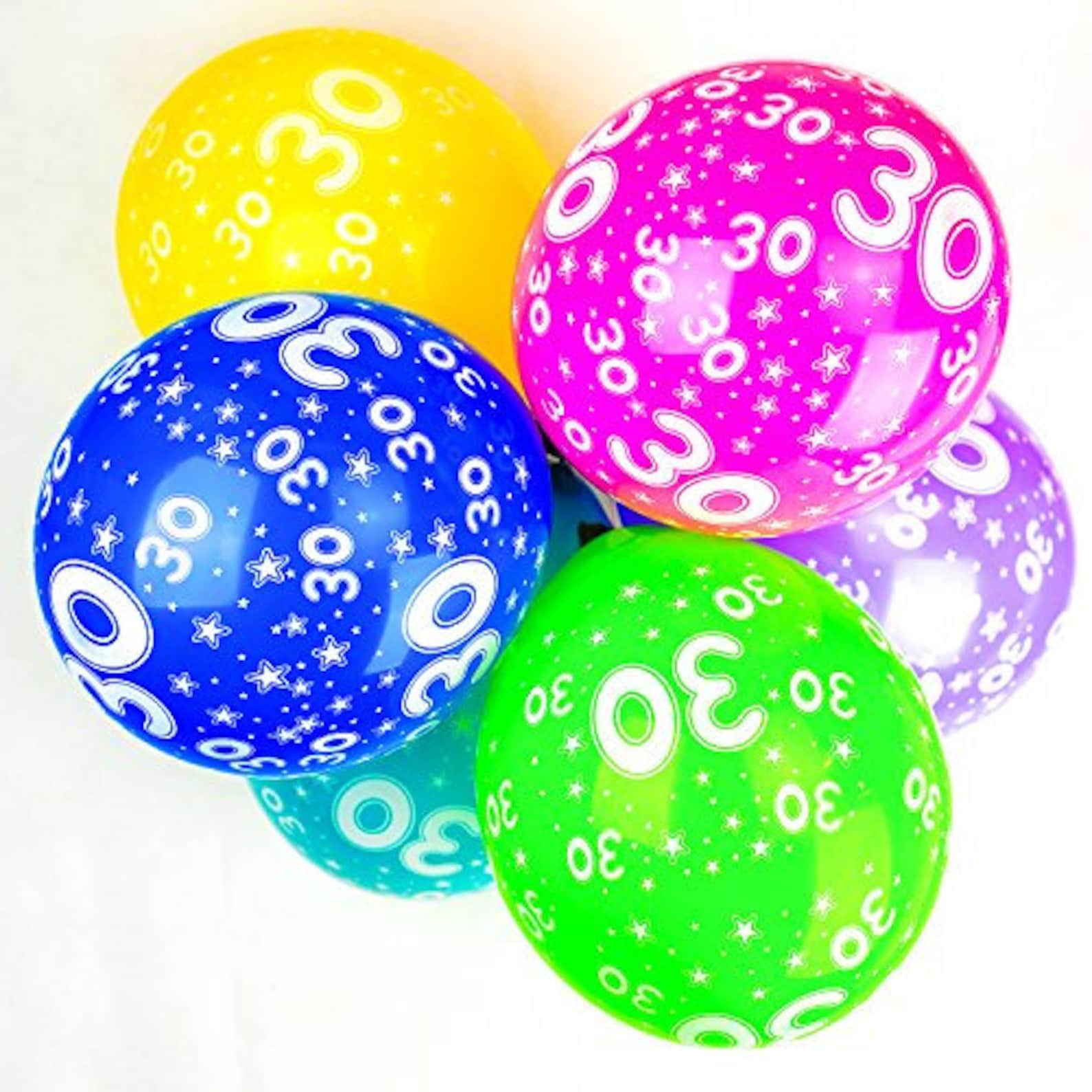 Number 30 Balloons 12 Inch Latex Balloons Assorted Colour Etsy