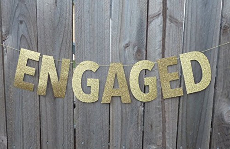 Engaged Banner Glittery Gold Banner Engaged Bunting Engagement | Etsy