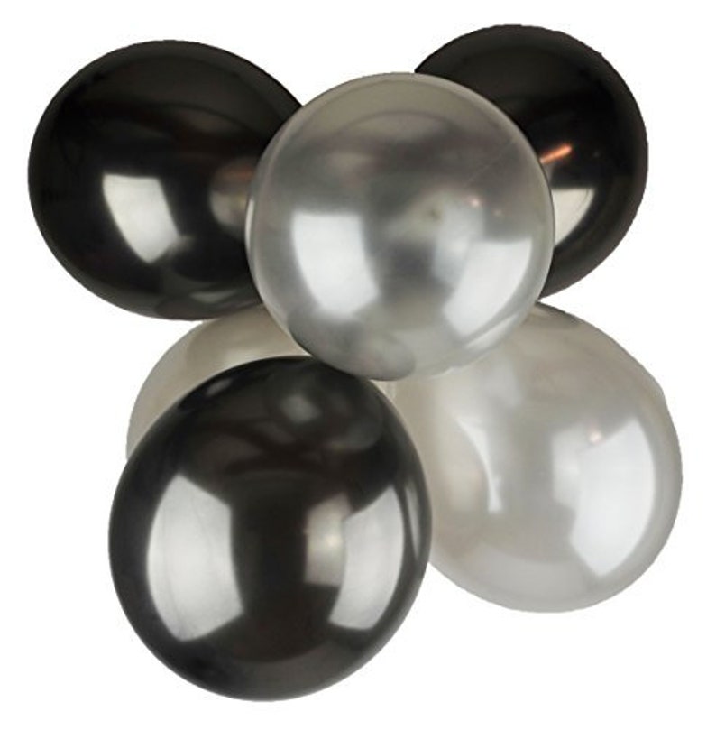 12 Metallic SilverBlack Latex Balloons Birthday Balloons Hen Party Balloons Wedding Balloons Anniversary Balloons House Party Decor 25 Pk