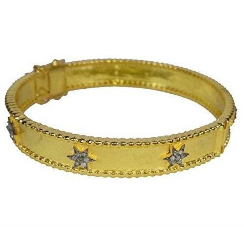 Bohemian Style Pave Diamond 55% OFF Mesa Mall Sterling Bracelet Silver Hinged Star