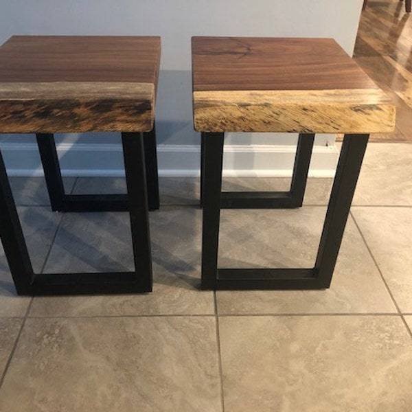 Live edge end/accent tables made from exotic Guanacaste wood from South America.